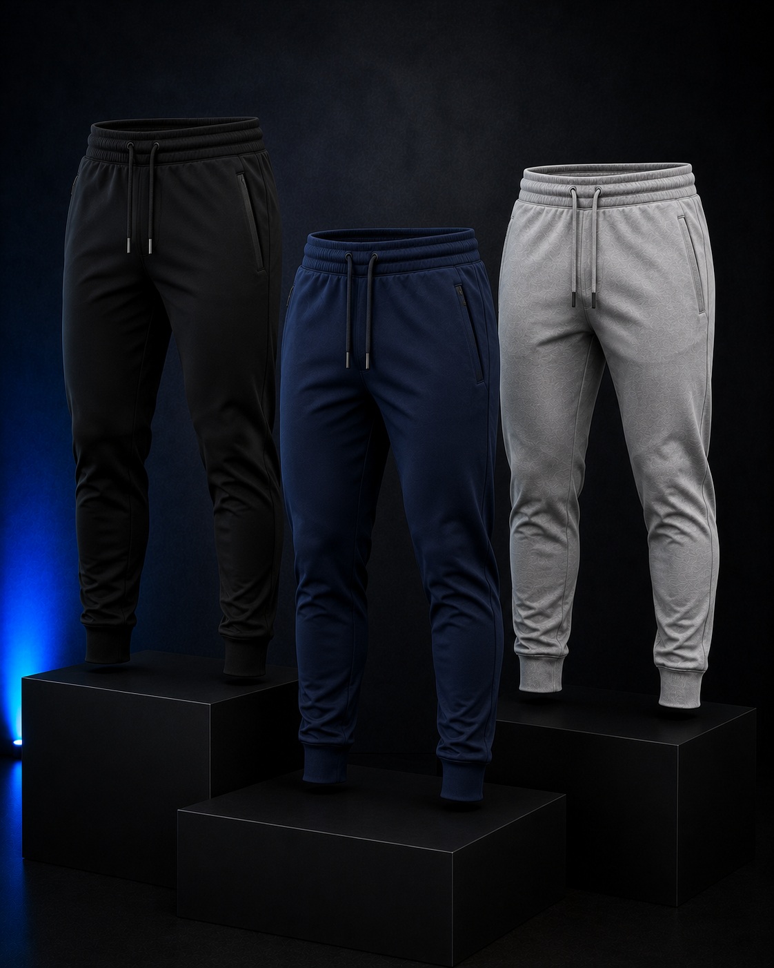 Model wearing joggers with sneakers